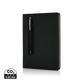 Basic Hardcover PU A5 Notizbuch mit Stylus-Stift schwarz bedrucken, Art.-Nr. P773.311 Basic Hardcover PU A5 Notizbuch mit Stylus-Stift schwarz bedrucken, Art.-Nr. P773.311