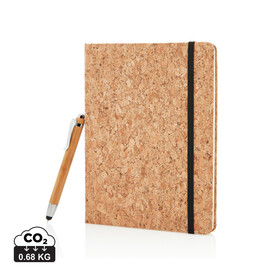 Kork A5 Notizbuch mit Bambus Stift und Stylus braun bedrucken, Art.-Nr. P773.779 Kork A5 Notizbuch mit Bambus Stift und Stylus braun bedrucken, Art.-Nr. P773.779